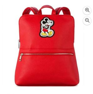 Disney mickey mouse embroidered red faux leather envelope backpack